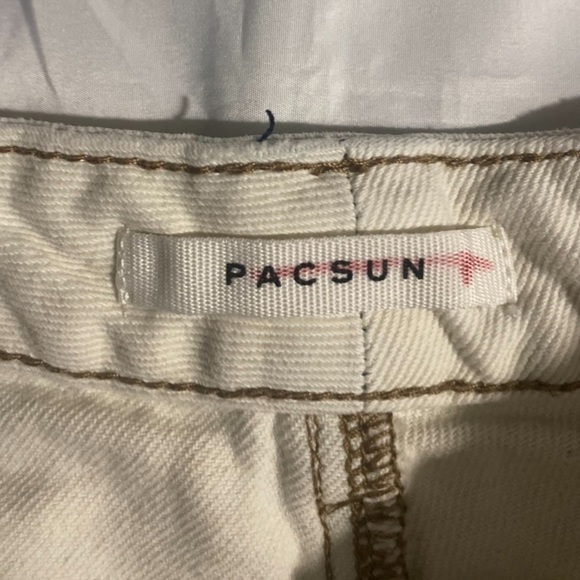 Pacsun High Rise Frayed Hem Yellow & Blue Festival Jean Shorts - Picture 5 of 9